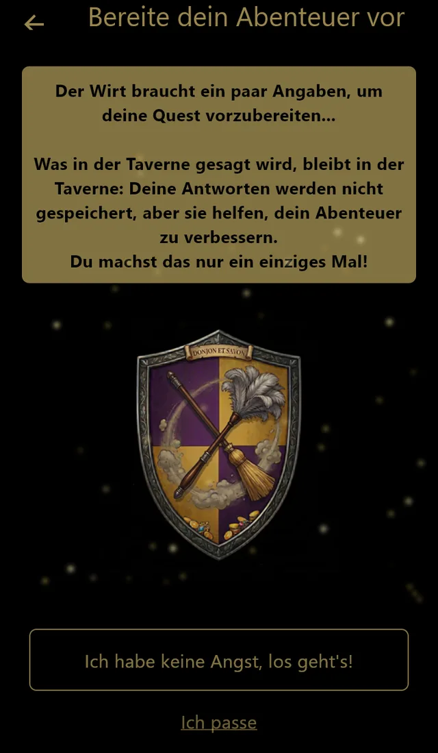 Bereite dein Abenteuer vor: die Fragen des Wirts