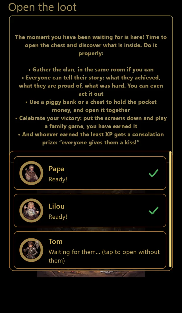 Opening the loot: the clan chief waits until the whole clan is ready