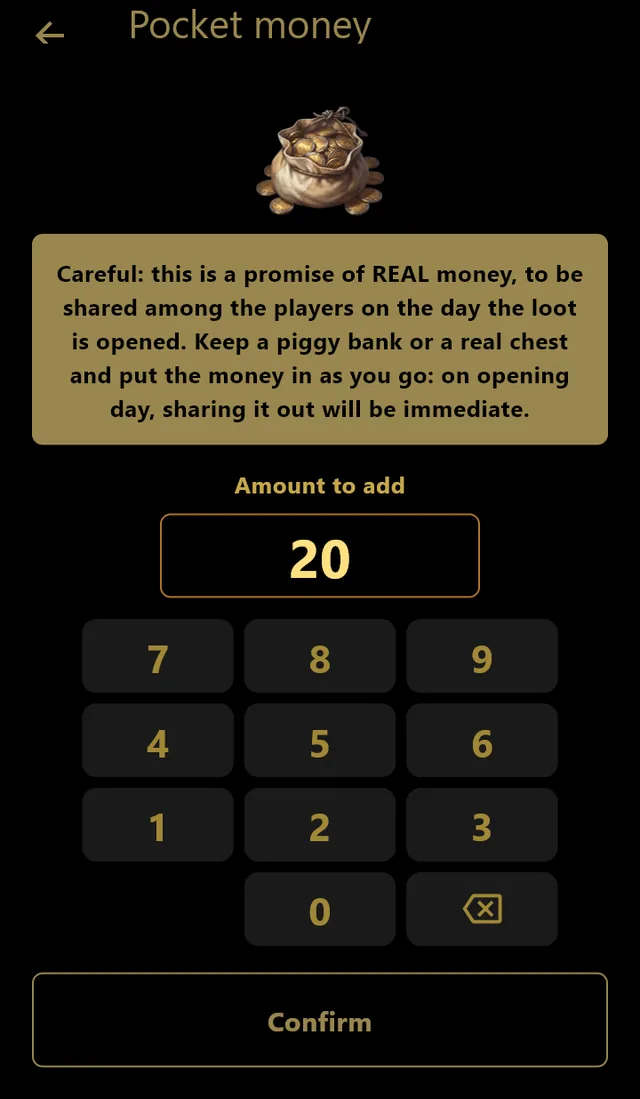 The pocket money promise: real money, to be put in a real piggy bank