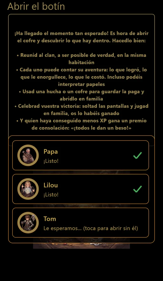 La apertura del botín: el jefe de clan espera a que todo el clan esté listo