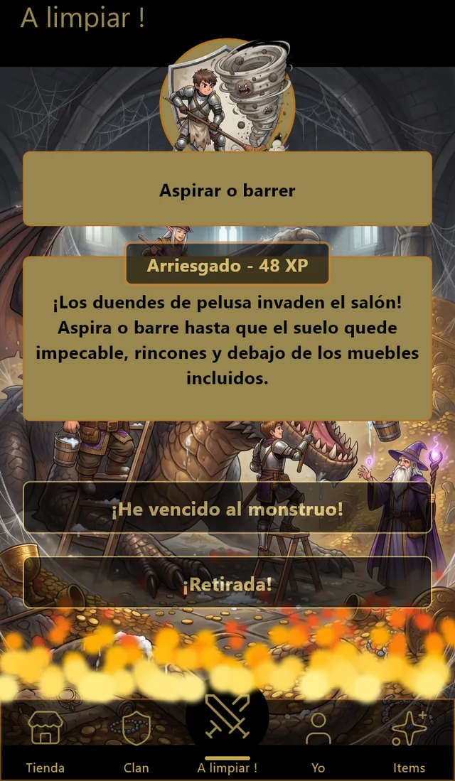 Un combate en curso contra una tarea-monstruo