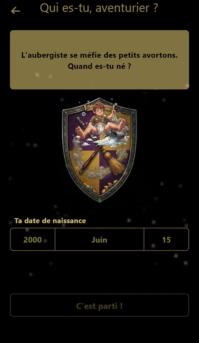 « Qui es-tu, aventurier ? » : l'aubergiste demande l'âge du héros