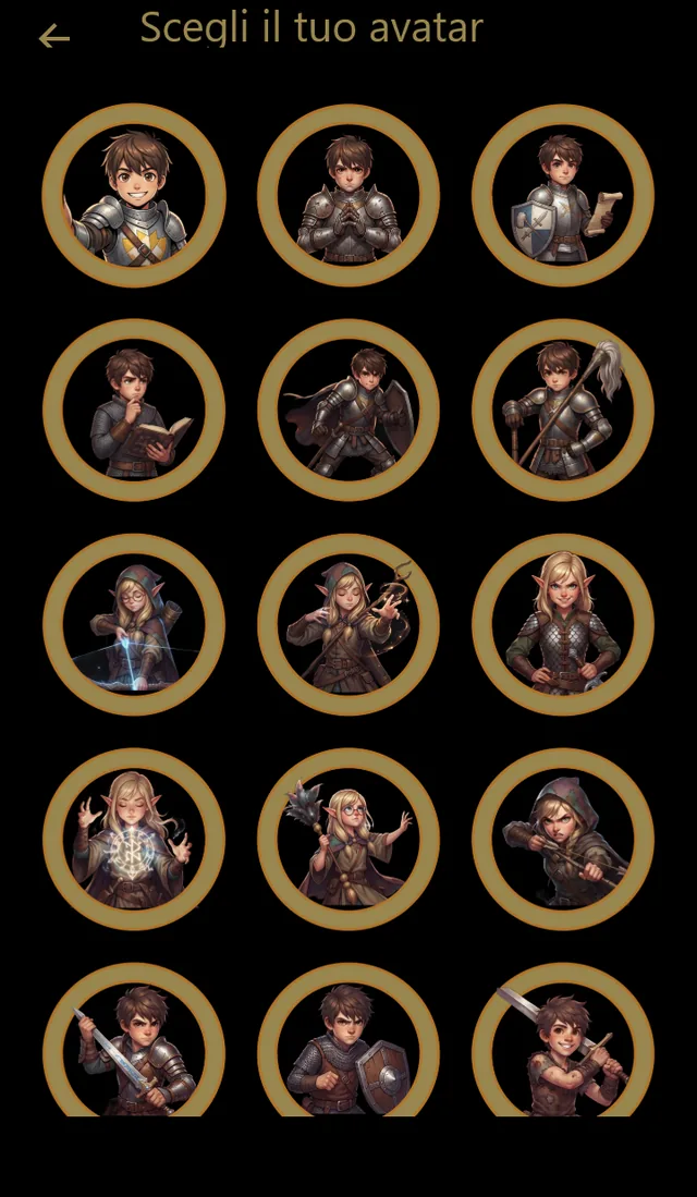 La scelta dell'avatar in una galleria di eroi