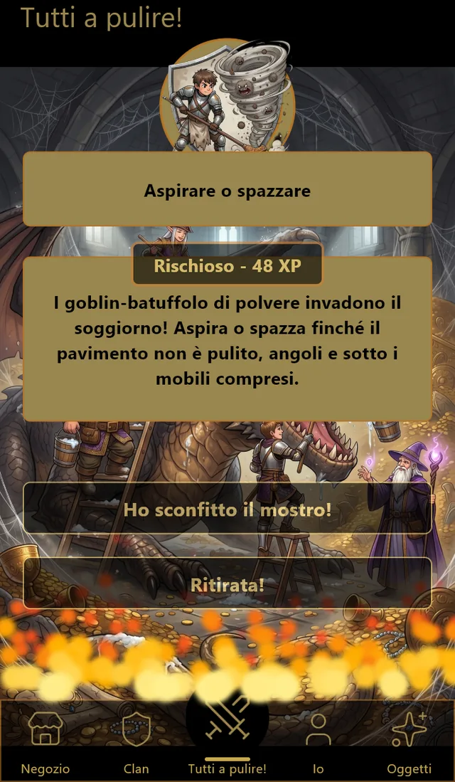 Un combattimento in corso contro un compito-mostro