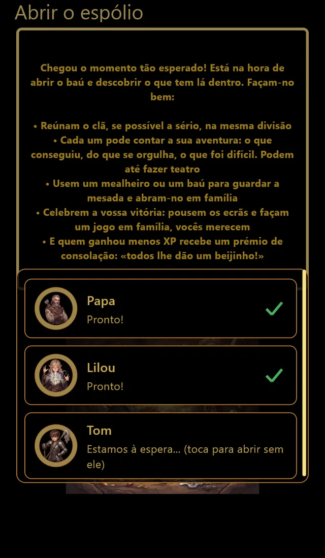 A abertura do espólio: o chefe de clã espera que todo o clã esteja pronto