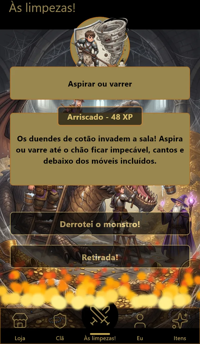 Um combate em curso contra uma tarefa-monstro